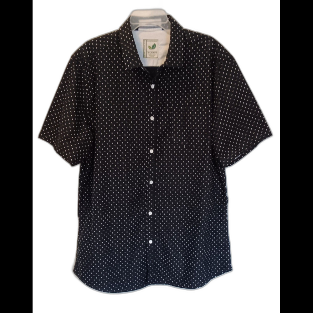 Vintage Colours Alexander Julian Men's Navy Polka Dot Organic Cotton Shirt, XL - Picture 2 of 5